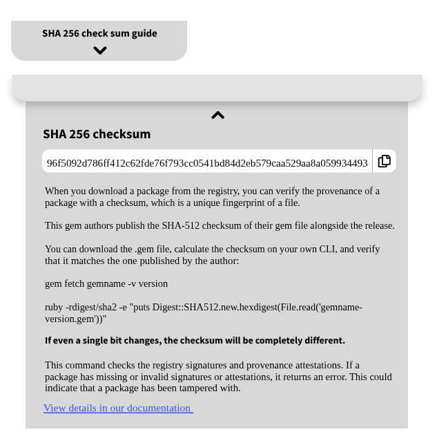 A screenshot of the UI for additional signals of trust