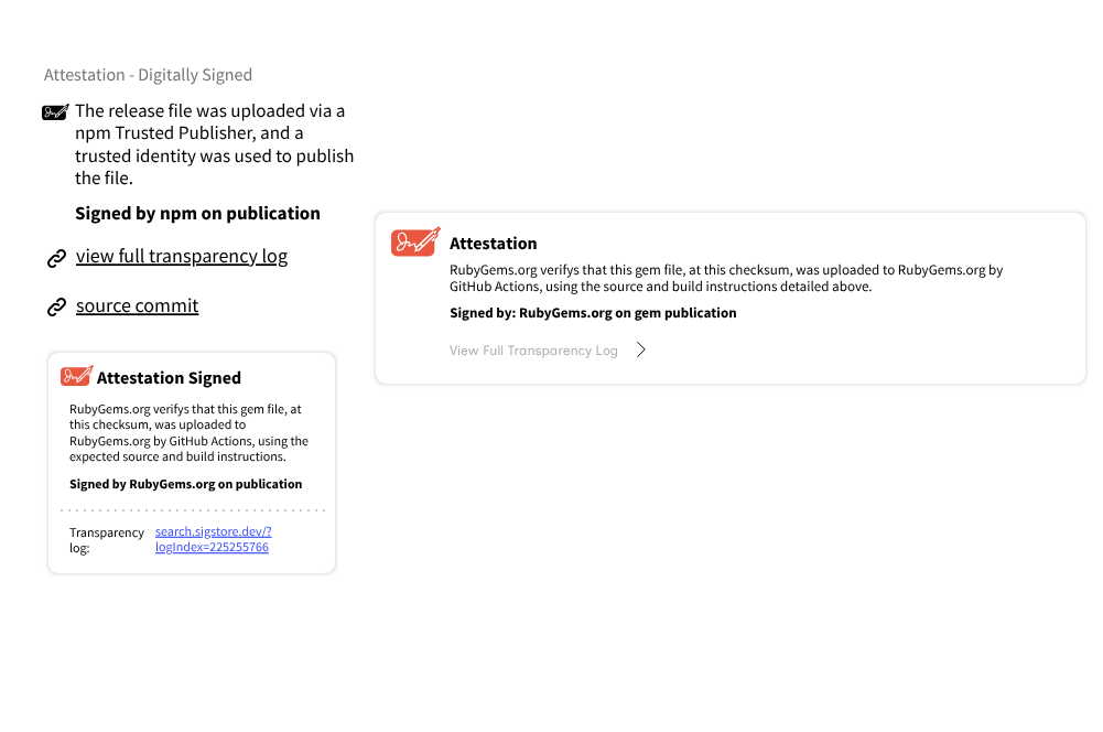 A screenshot of the UI Attestations component in isolation