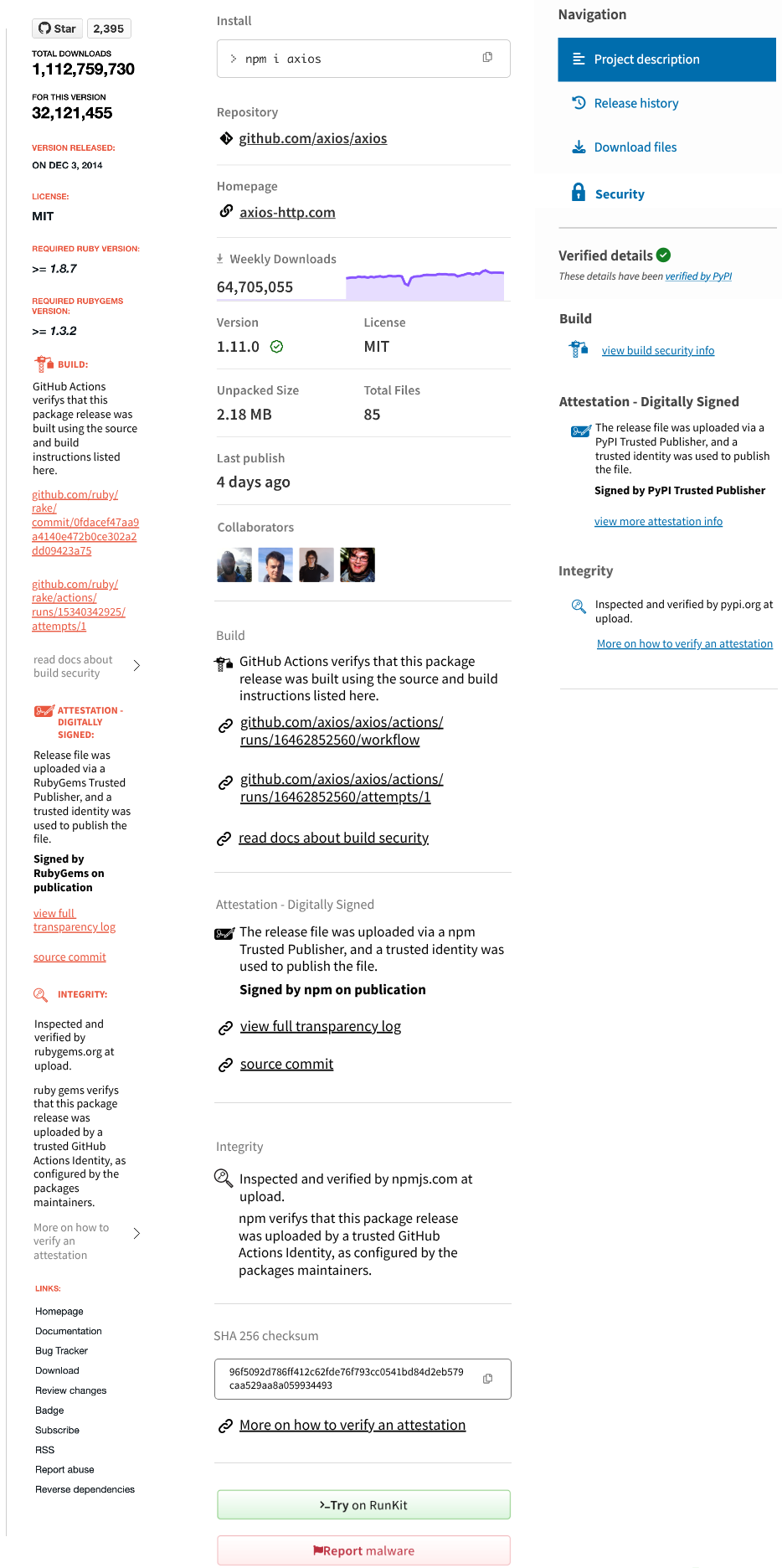 A screenshot of a UI example of the highest level AAA requirements for visualising the sidebar content specifically